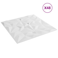 Produktbild för Väggpaneler 48 st vit 50x50 cm XPS 12 m² ametist
