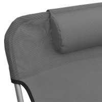 Miniatyr av produktbild för Solstolar hopfällbara 2 st grå textilene & stål