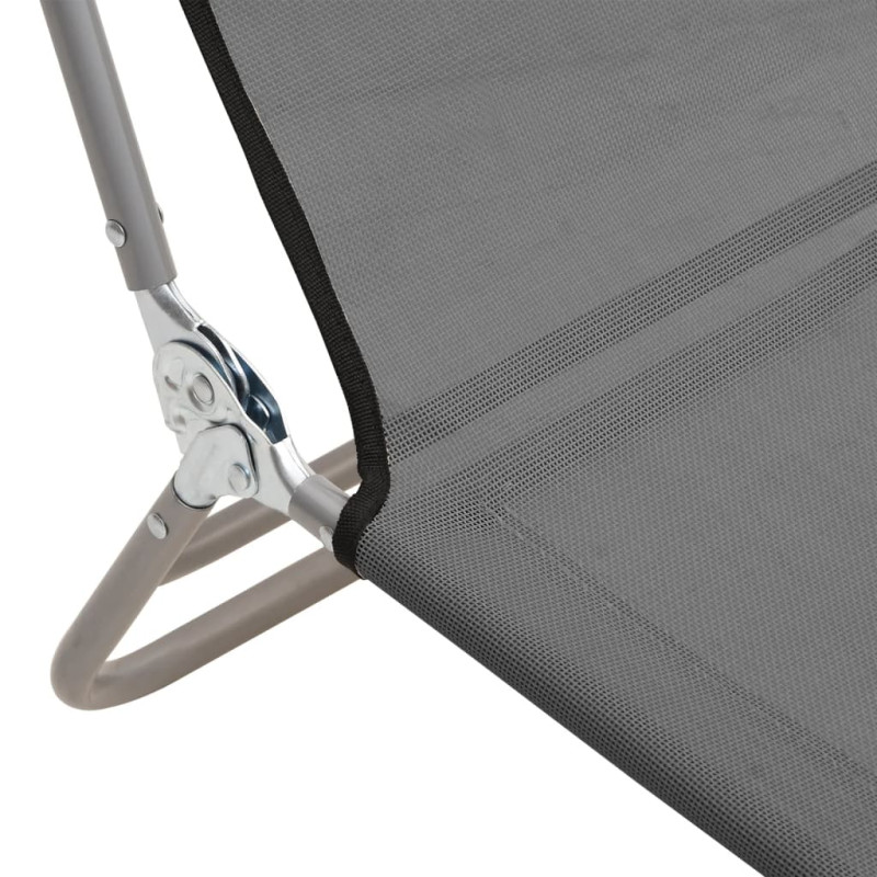 Produktbild för Solstolar hopfällbara 2 st grå textilene & stål