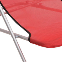 Produktbild för Solstolar fällbara 2 st röd textilen och pulverlackerat stål
