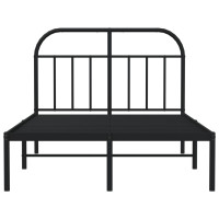 Produktbild för Sängram med huvudgavel metall svart 120x190 cm