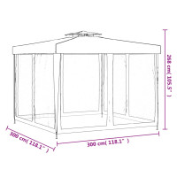 Miniatyr av produktbild för Paviljong med dubbelt tak antracit 3x3x2,68 m tyg