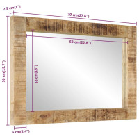 Produktbild för Spegel 70x50 cm massivt mangoträ och glas