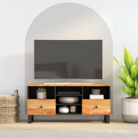 Produktbild för Tv-bänk 100x33x46 cm massivt akacia och konstruerat trä