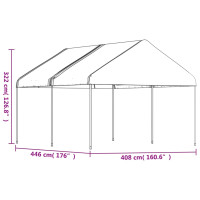 Produktbild för Paviljong med tak vit 4,46x4,08x3,22 m polyeten