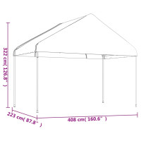 Produktbild för Paviljong med tak vit 4,46x4,08x3,22 m polyeten