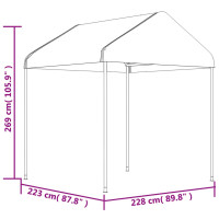 Produktbild för Paviljong med tak vit 6,69x2,28x2,69 m polyeten