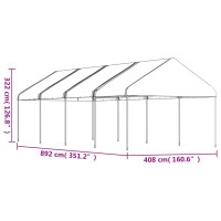 Produktbild för Paviljong med tak vit 8,92x4,08x3,22 m polyeten