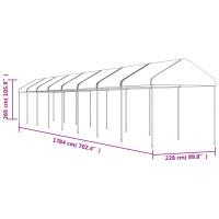 Produktbild för Paviljong med tak vit 17,84x2,28x2,69 m polyeten