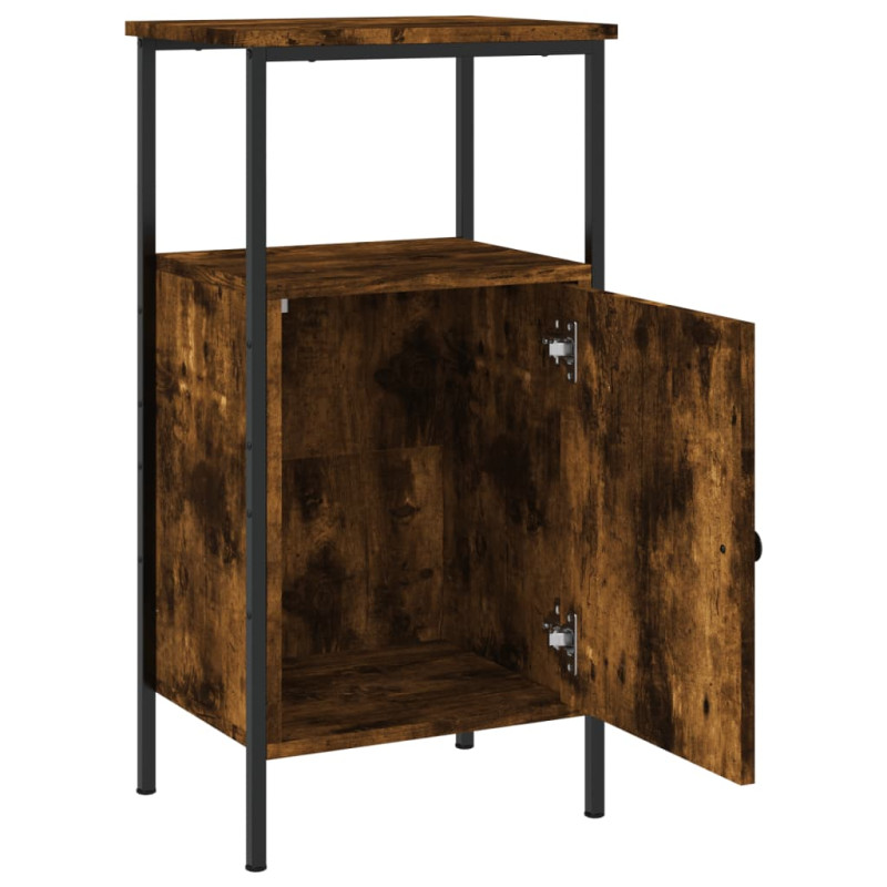 Produktbild för Sängbord rökfärgad ek 41x31x80 cm konstruerat trä