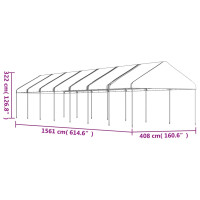 Produktbild för Paviljong med tak vit 15,61x4,08x3,22 m polyeten