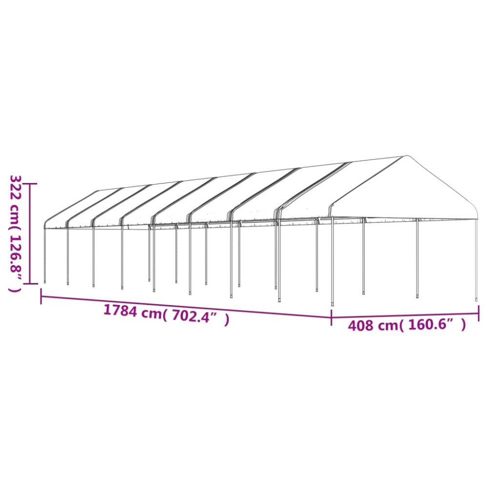 Produktbild för Paviljong med tak vit 17,84x4,08x3,22 m polyeten