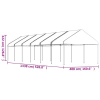 Produktbild för Paviljong med tak vit 13,38x4,08x3,22 m polyeten