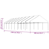 Produktbild för Paviljong med tak vit 17,84x5,88x3,75 m polyeten