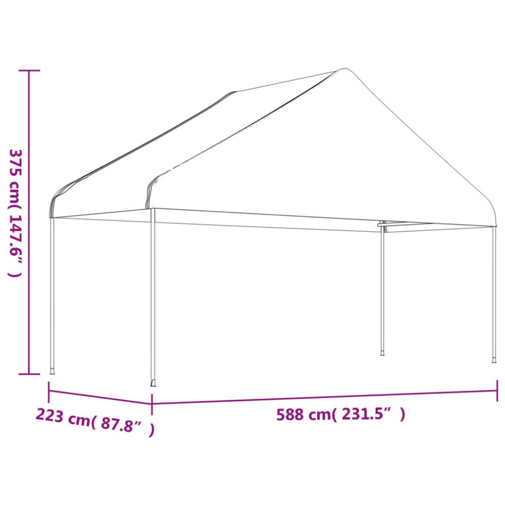 Produktbild för Paviljong med tak vit 17,84x5,88x3,75 m polyeten