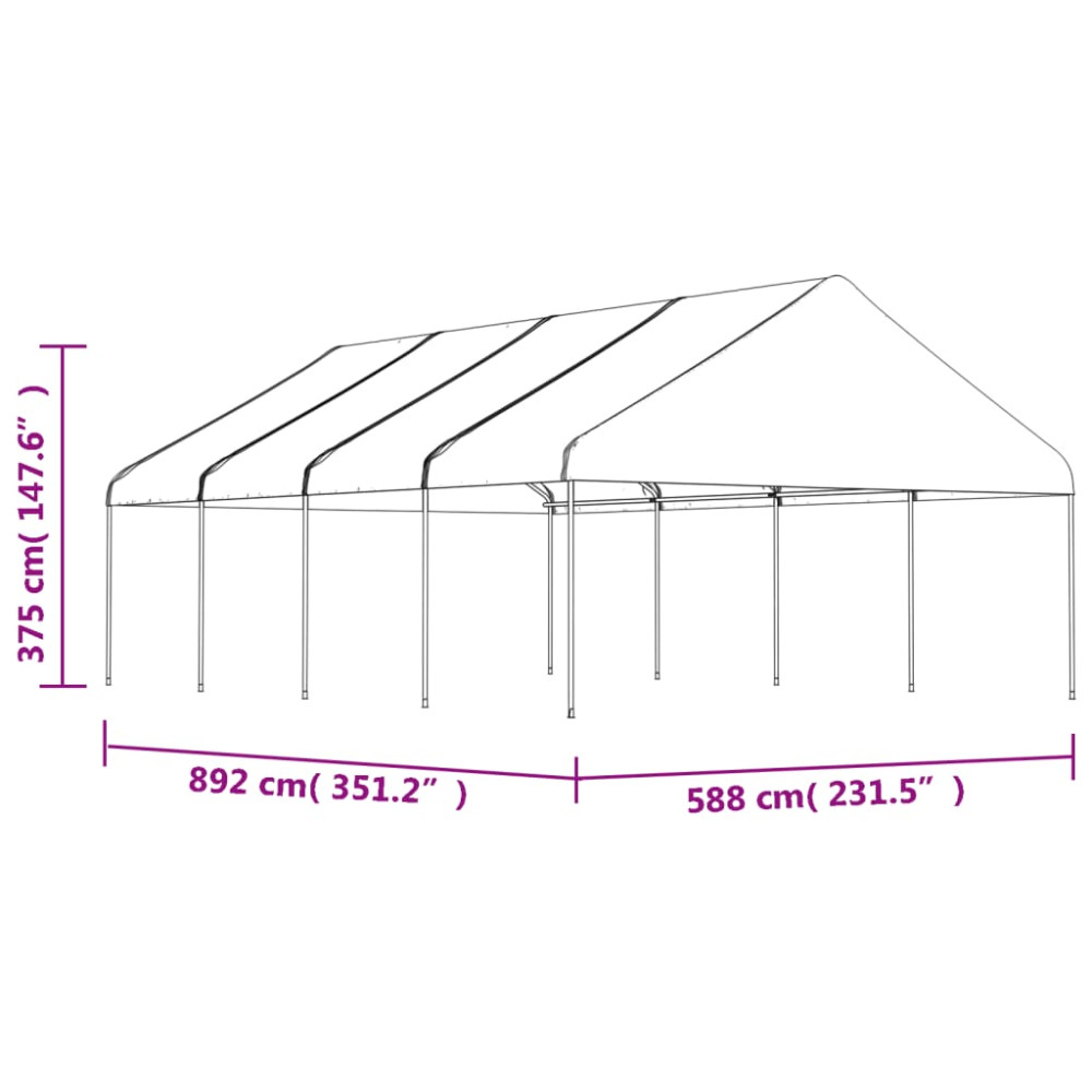 Produktbild för Paviljong med tak vit 8,92x5,88x3,75 m polyeten