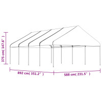 Produktbild för Paviljong med tak vit 8,92x5,88x3,75 m polyeten