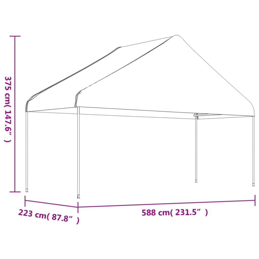 Produktbild för Paviljong med tak vit 8,92x5,88x3,75 m polyeten