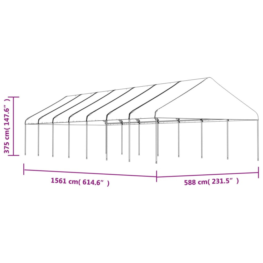 Produktbild för Paviljong med tak vit 15,61x5,88x3,75 m polyeten