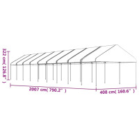 Produktbild för Paviljong med tak vit 20,07x4,08x3,22 m polyeten