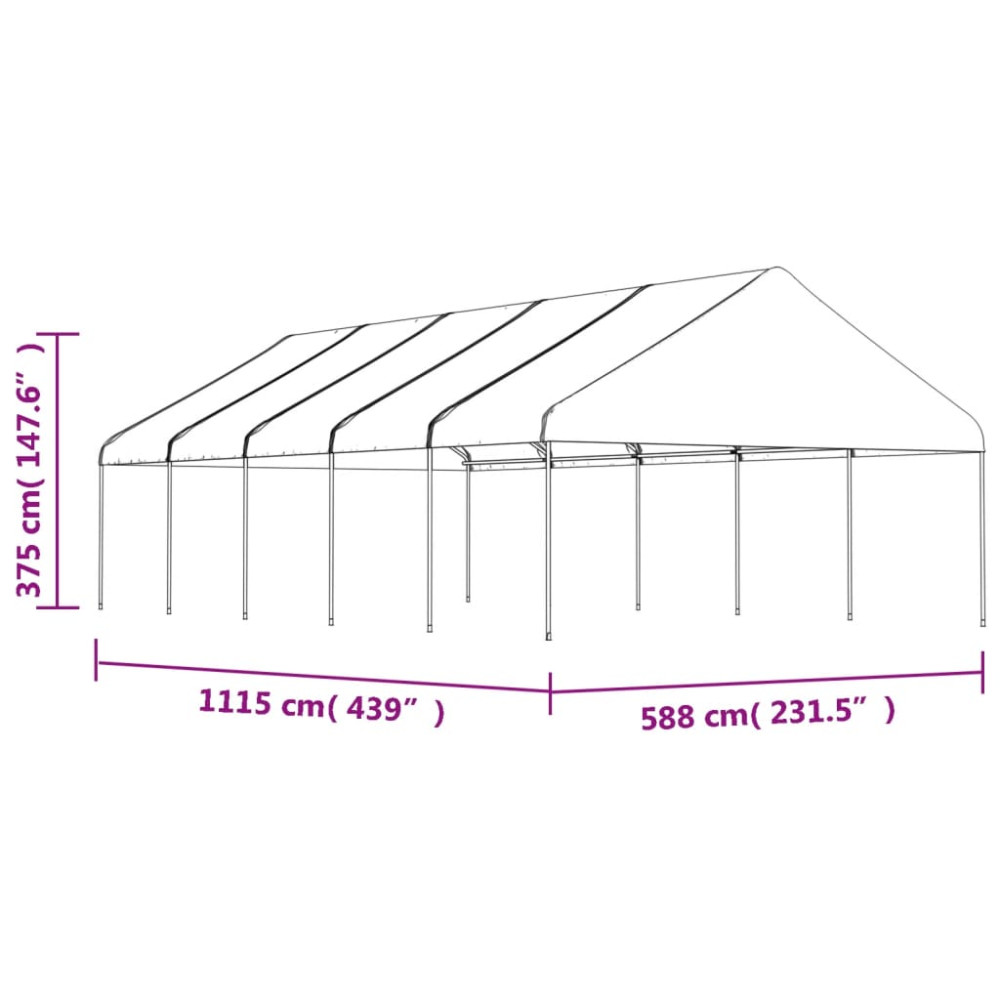 Produktbild för Paviljong med tak vit 11,15x5,88x3,75 m polyeten