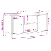 Produktbild för Tv-bänk rökfärgad ek 100x40x50 cm konstruerat trä