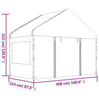 Produktbild för Paviljong med tak vit 4,08x2,23x3,22 m polyeten