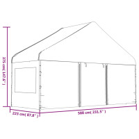 Produktbild för Paviljong med tak vit 5,88x2,23x3,75 m polyeten