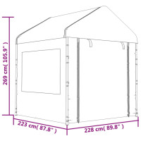 Produktbild för Paviljong med tak vit 2,28x2,23x2,69 m polyeten