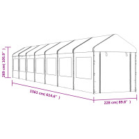 Produktbild för Paviljong med tak vit 15,61x2,28x2,69 m polyeten