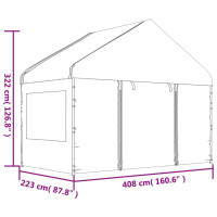 Produktbild för Paviljong med tak vit 6,69x4,08x3,22 m polyeten