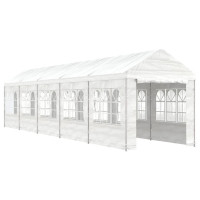 Miniatyr av produktbild för Paviljong med tak vit 11,15x2,28x2,69 m polyeten