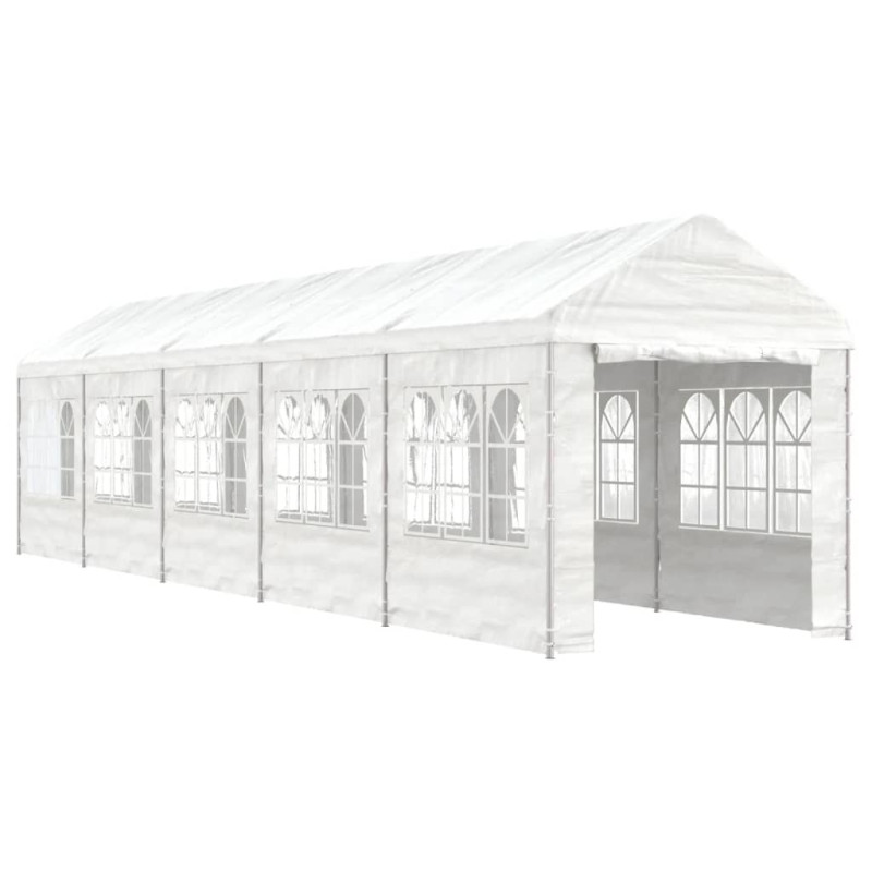 Produktbild för Paviljong med tak vit 11,15x2,28x2,69 m polyeten