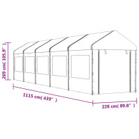 Miniatyr av produktbild för Paviljong med tak vit 11,15x2,28x2,69 m polyeten
