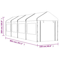 Produktbild för Paviljong med tak vit 8,92x2,28x2,69 m polyeten