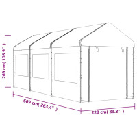 Produktbild för Paviljong med tak vit 6,69x2,28x2,69 m polyeten