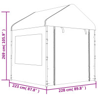 Produktbild för Paviljong med tak vit 6,69x2,28x2,69 m polyeten