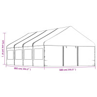 Produktbild för Paviljong med tak vit 8,92x5,88x3,75 m polyeten