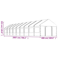 Produktbild för Paviljong med tak vit 20,07x4,08x3,22 m polyeten