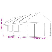 Produktbild för Paviljong med tak vit 8,92x4,08x3,22 m polyeten