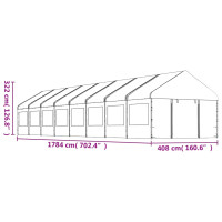 Produktbild för Paviljong med tak vit 17,84x4,08x3,22 m polyeten