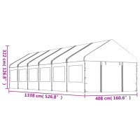 Produktbild för Paviljong med tak vit 13,38x4,08x3,22 m polyeten