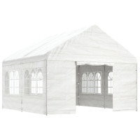 Miniatyr av produktbild för Paviljong med tak vit 4,46x4,08x3,22 m polyeten