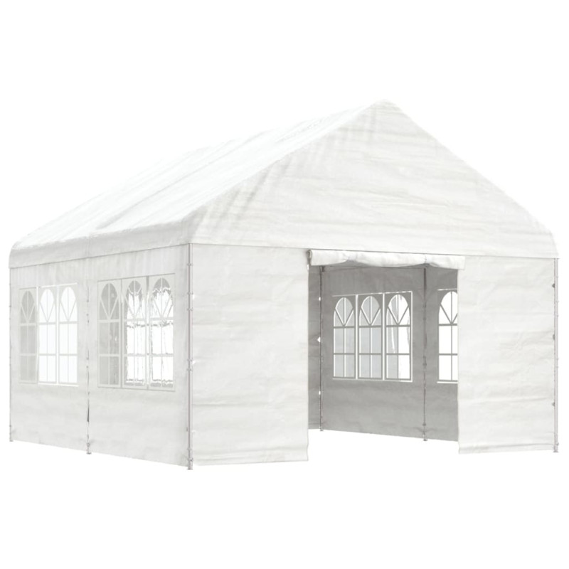 Produktbild för Paviljong med tak vit 4,46x4,08x3,22 m polyeten