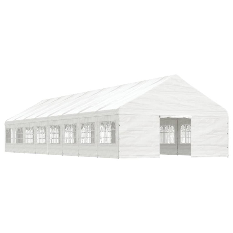Produktbild för Paviljong med tak vit 17,84x5,88x3,75 m polyeten