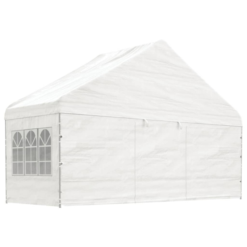 Produktbild för Paviljong med tak vit 15,61x5,88x3,75 m polyeten