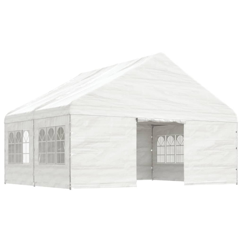 Produktbild för Paviljong med tak vit 4,46x5,88x3,75 m polyeten