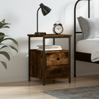 Produktbild för Sängbord rökfärgad ek 34x35,5x50 cm konstruerat trä