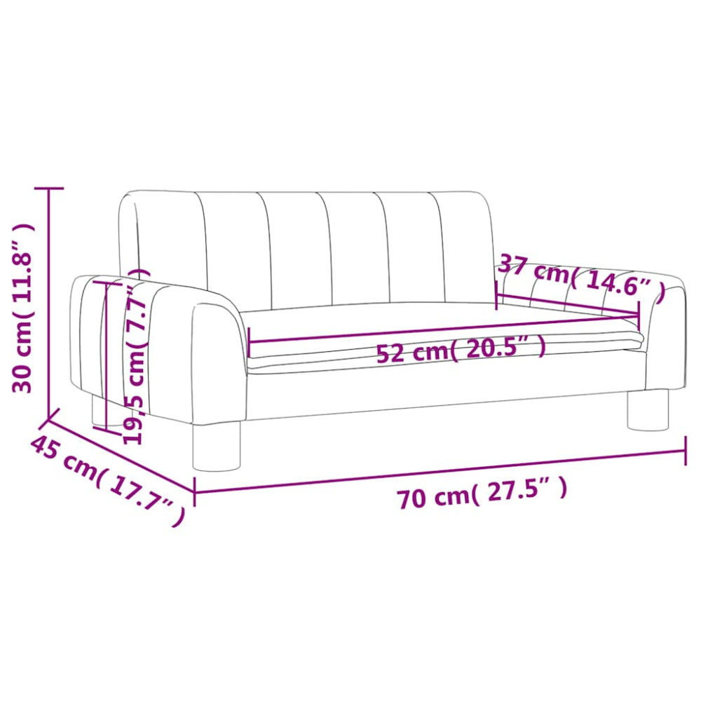 Produktbild för Barnsoffa brun 70x45x30 cm tyg