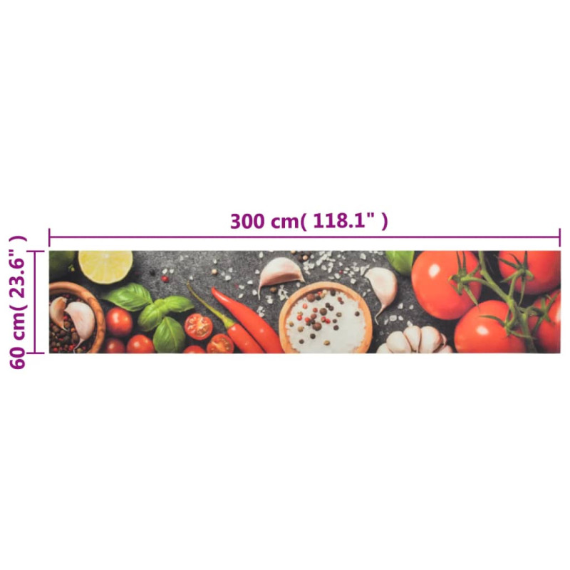 Produktbild för Köksmatta maskintvättbar grönsaker 60x300 cm sammet